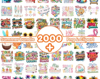 Summer Bundle PNG Clipart 2000+ designs, Summer Vibes PNG, plage svg sublimation, conception de chemise d'été, vacances PNG en téléchargement numérique