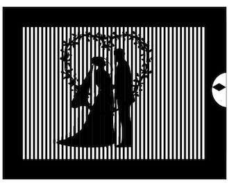 SVG File - See Video -  Wedding Lenticular - Kiss The Bride Greeting Card - Cricut Explore Maker Venture Silhouetts