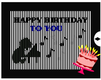 SVG File - See Video - Happy Birthday Music Animated Lenticular Card - Cricut, Explore Maker, Venture, JoyX, Silhouette