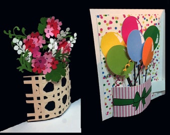SVG File - 3D Pop Up Vase Birthday - Get Well - Congratulations Card - DIY - Cricut Explore, Maker, Venture, JoyX, Silhouette