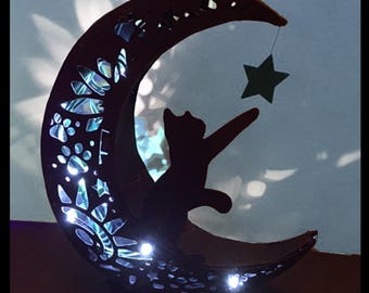 SVG - 3D Cat and Moon Night Light - DIY Cricut Explore Maker Venture Silhouette
