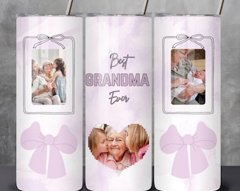 Grandma photo frame tumbler png - Mother's Day gift - customize tumbler png - 20oz skinny straight tumbler - coquette sublimation design
