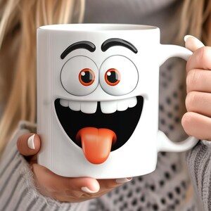 Mug Crazy Happy Face Expression Funny Gift Friend Mug Co-Worker Gift Silly Cheerful Laughing Mug Joyful Children&#39;s Mug Birthday Present Kid