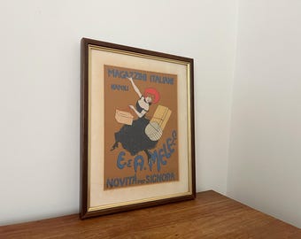 Impresión de un cartel publicitario italiano vintage Art Nouveau enmarcado.