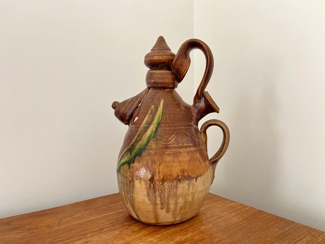 Pitcher In Spanish Vintage Sculptural Ceramic Pitcher | Vintage Spanish 'botijo' Vessel - Etsy