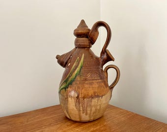 ヴィンテージ スペイン陶器製 雄牛のボティホ：動物の形をした水瓶