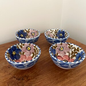 Set of four small ceramic vintage bowls | Floral dipping or serving bowls