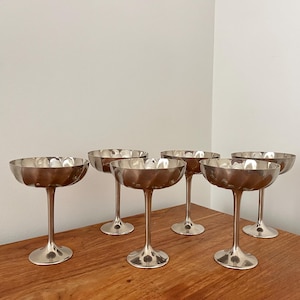 Set of 6 silver plated vintage champagne glasses
