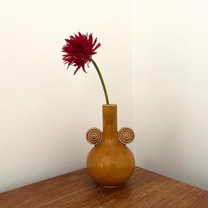 Vintage mustard yellow sculptural bud vase