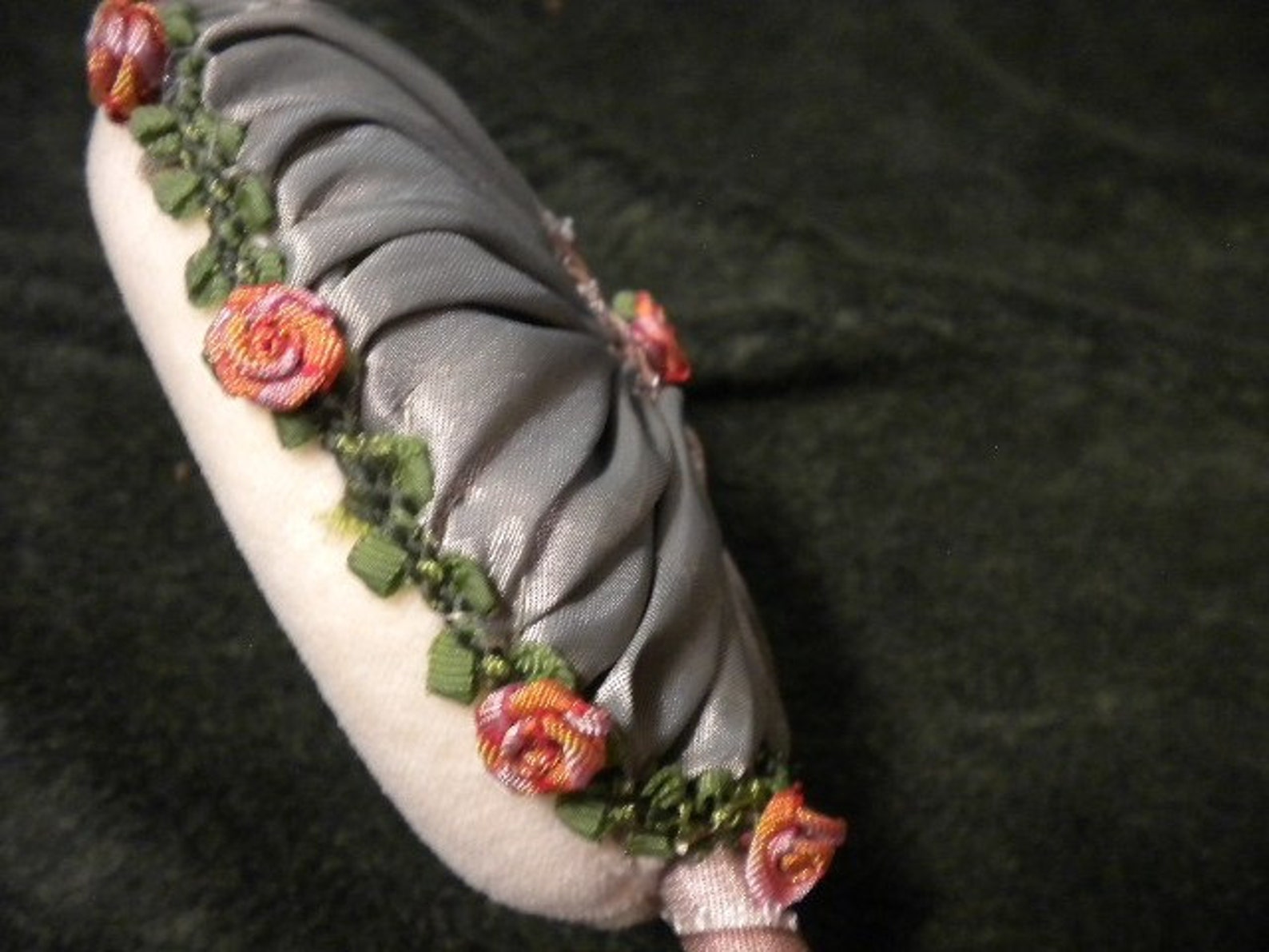 Powder Puff Wand in Steel Gray/greenish With Ribbonork ffs5216 Etsy