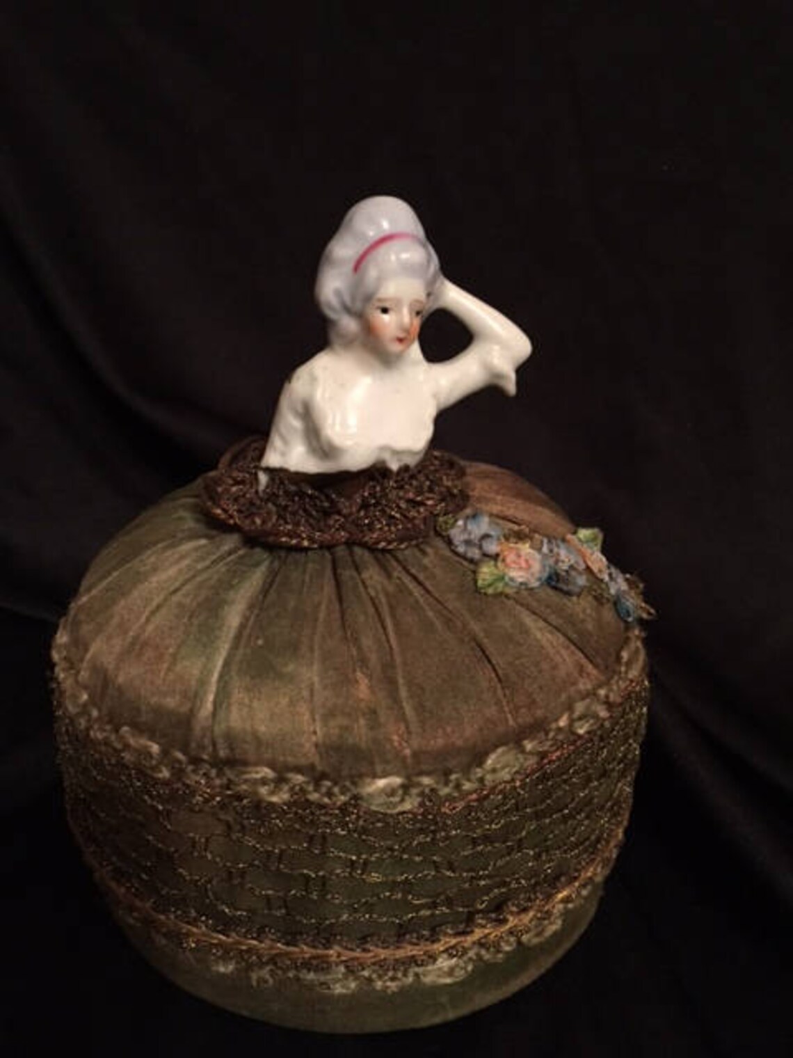 Antique Pin Cushion Doll With Lovely Green Patina Skirt Etsy