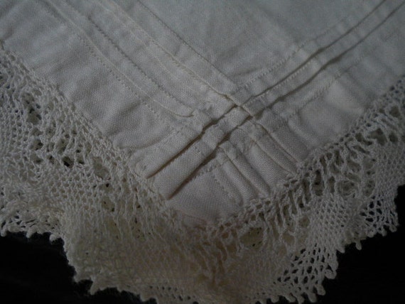 Antique Wedding Hankie Off White with pleats and … - image 1