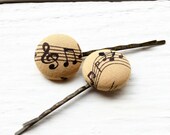 Music Note Hair Pins - Black and Tan