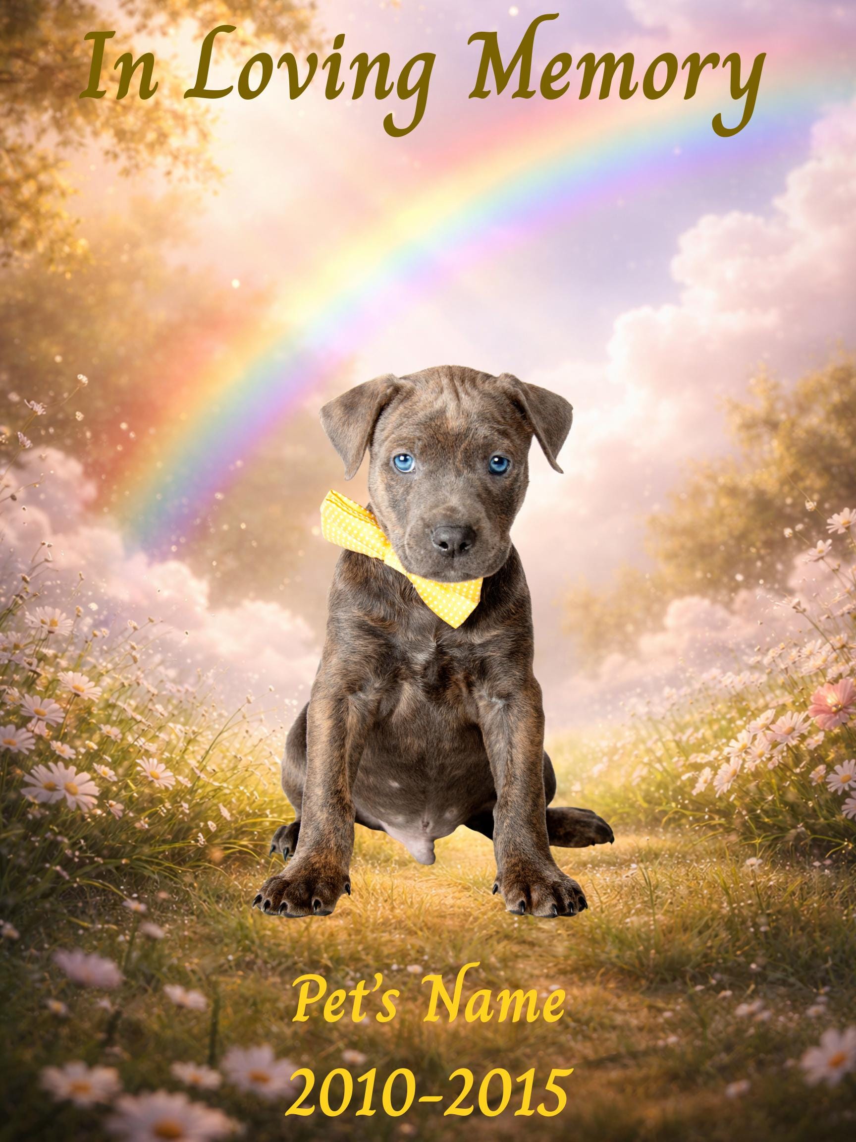 Rainbow Bridge Pet Memorial Portrait, Personalized Dog Cat Loss Gift ...