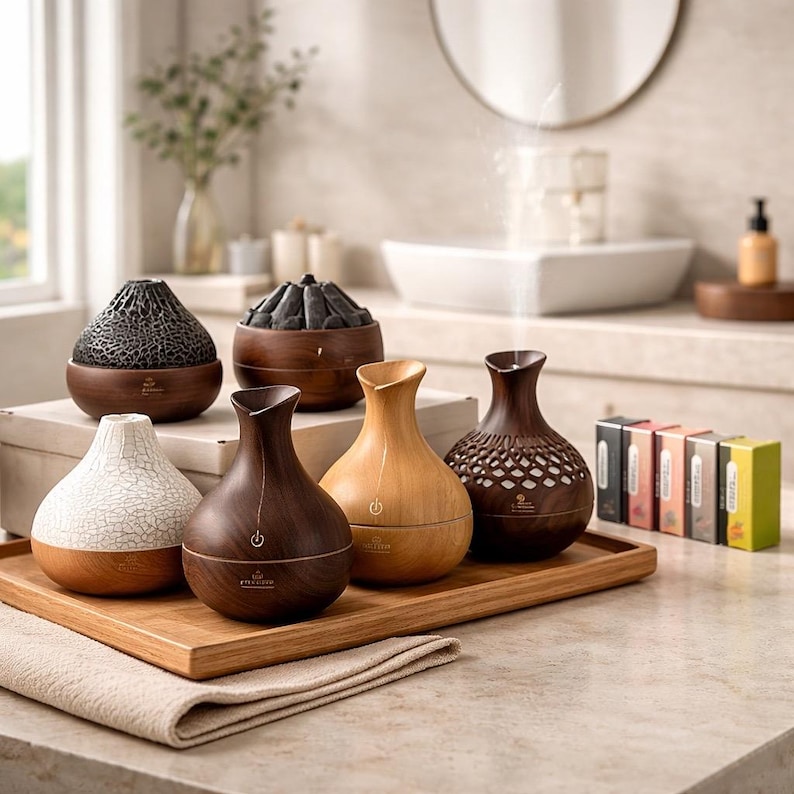 Aromatherapy Diffuser With Wood Grain Design, 10ml Essential Oil ...