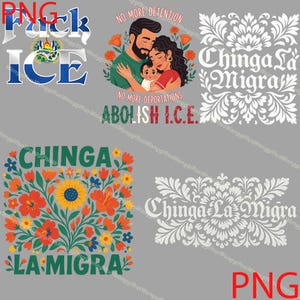 Paquete PNG de Chinga La Migra, diseño "Abolir ICE", clip art "No más detenciones", sublimación de activistas de derechos humanos y regalos del orgullo mexicano