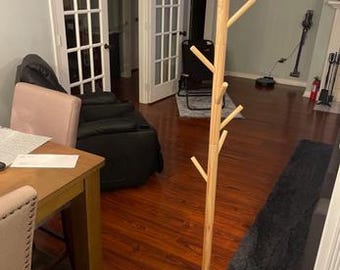 Perchero de pie de madera con 8 ganchos, perchero de madera, perchero de madera, perchero de madera para trajes, perchero de pie para entrada.