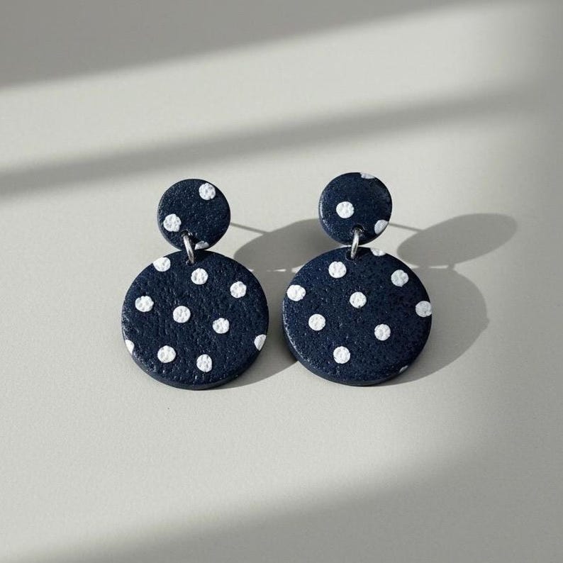 Handmade Polka Dot Polymer Clay Earrings | Quirky Colorful Jewelry image 1
