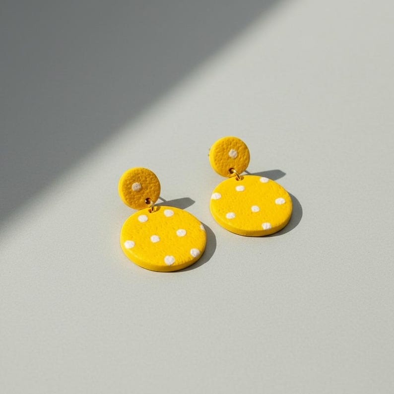 Handmade Polka Dot Polymer Clay Earrings | Quirky Colorful Jewelry image 4