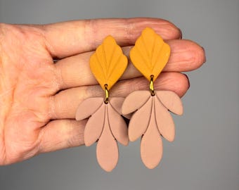 Willow | Earthy Leaf Drop Polymer Clay Earrings | Nature-Inspired Elegance