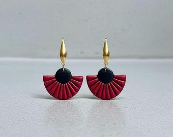 Handmade Polymer Clay Fan Earrings | Lightweight Statement Jewelry