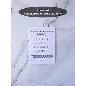Romantische Karte mit Whitney Houston Songtext | hangefertigte Klappkarte A6 mit Umschlag | Lieblingsmensch geschenk idee