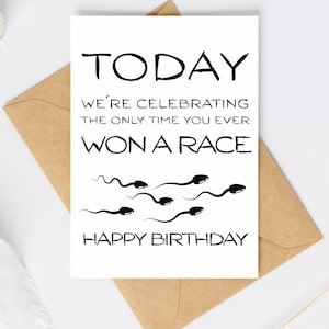 Funny birthday card to print – Funny PDF card with sperm motif – Black humor – Printable for birthday