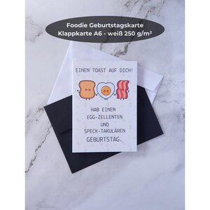 Lustige Geburtstagskarte für Frühstück Liebhaber | Speck-takulär & Egg-zellent | Klappkarte A6 mit Umschlag | Foodie Geschenkkarte
