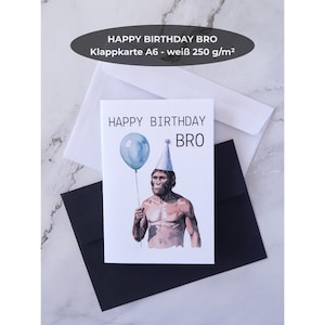 Lustige Geburtstagskarte für Männer | Neandertaler Bro | A6 Klappkarte auf Kraft- oder Weißpapier | witzige Karte mit Umschlag
