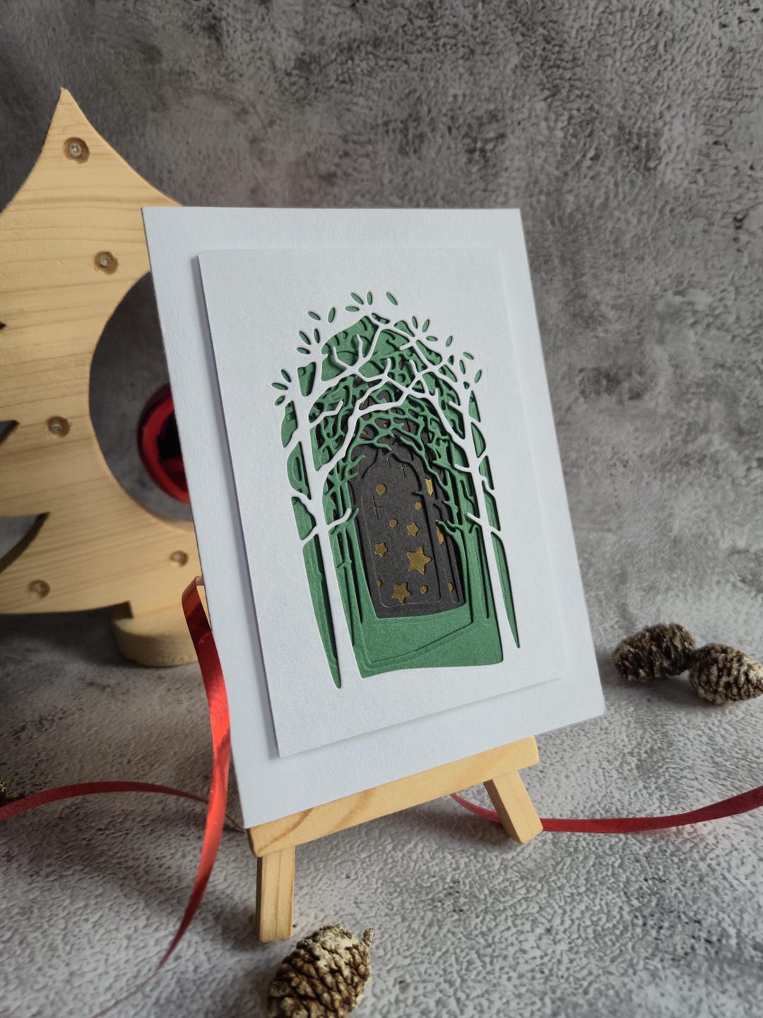 3D Christmas Card Forest Tunnel | Handmade Layered Card | Winter ...