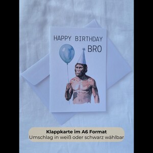 Lustige Geburtstagskarte für Männer | Happy Birthday Bro | A6 Klappkarte auf Kraft- oder Weißpapier | witzige Karte mit Umschlag