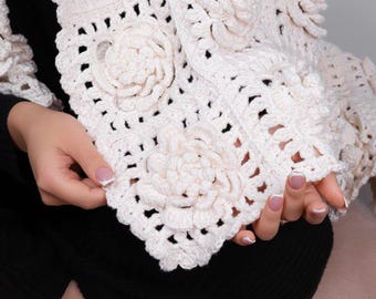 Granny squares Crochet blanket pattern + video tutorial easy crocheting cotton blanket DIY Lace flower home cozy decoration