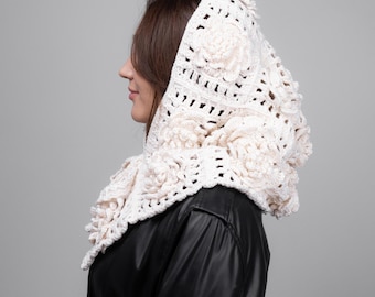 Crochet Balaclava hood pattern + video tutorial ganny squares fall headwear cowl easy pattern DIY Lace winter woman hat accessories