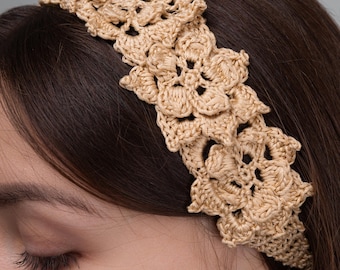 Crochet pattern + video tutorial crochet headwrap summer hair accessories DIY Lace crocheting accessory headband