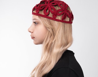 Crochet pattern + video tutorial beanie summer flower hat Boho headwear pattern DIY Lace crochet woman hat accessories