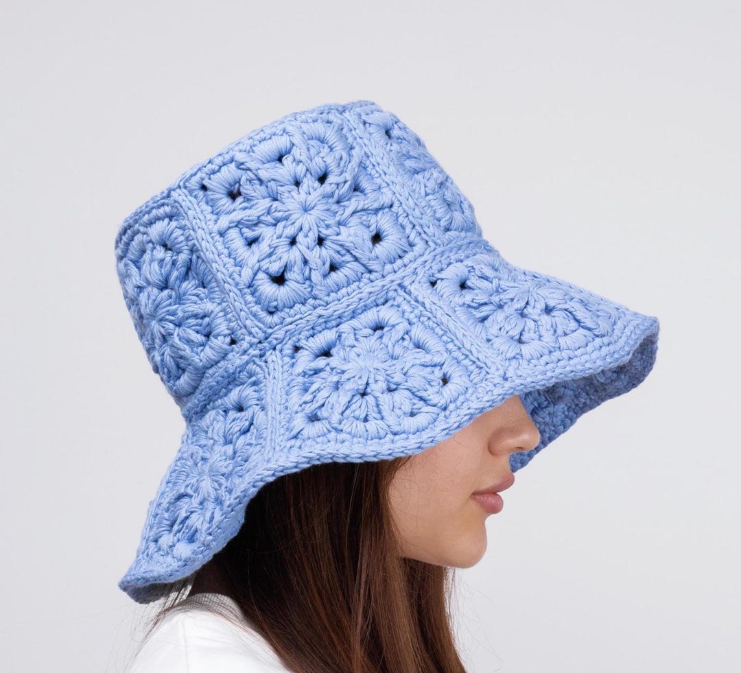 Granny Square Crochet Bucket Hat Pattern + Video Tutorial Summer Hat ...