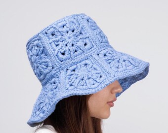 Carré de grand-mère - Patron de bob au crochet + tutoriel vidéo - Bonnet d'été - Bonnet bohème à crocheter - Cadeaux femme