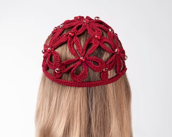 Patrón de crochet para gorro de verano con flores Patrón de gorro bohemio DIY Patrón de gorro de encaje de crochet para mujer
