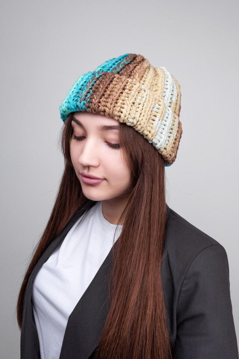 Crochet Beanie Pattern + Video Tutorial Beanie Hat Multicolor Headwear