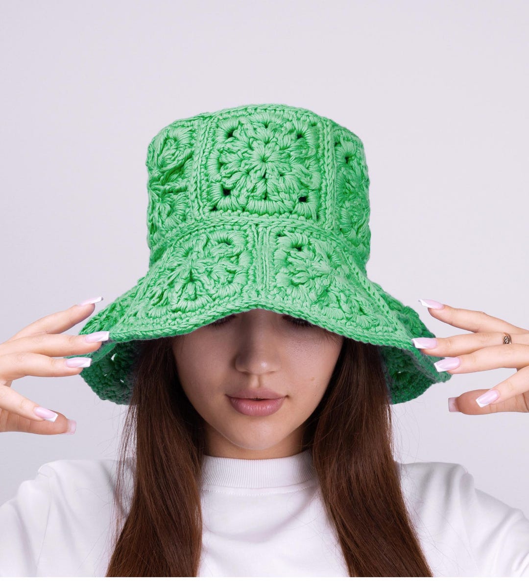 Granny Square Crochet Bucket Hat Pattern + Video Tutorial Summer Hat ...