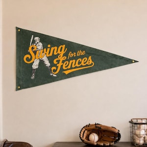 „Schwing alles“-Wimpelbanner | Vintage-Baseball-Wimpelbanner | Kunstdruck aus Baumwolle, Sportdeko