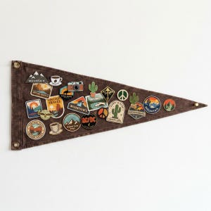 Blank Canvas Hanging Pennant | Pin Display | Customizable | Handmade Adventure Gift | Experience Explore Camp