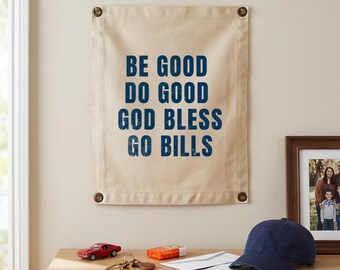 Buffalo Go Bills Pennant Flag | Josh Allen Quote | Buffalo NY Canvas Banner | Home Office Decor | Gallery Wall Art Decor | Hanging Sign