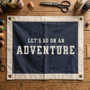 Laten we op avontuur gaan | Vintage canvas spandoek voor liefhebbers van avontuur, reizen en reislustdecor