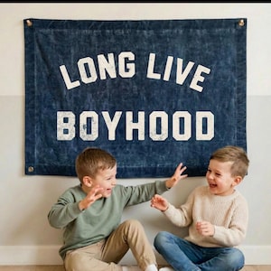 Es lebe die Kindheits-Flagge | Canvas Banner zum Aufhängen | Vintage Canvas Banner | Wimpelkette fürs Kinderzimmer | Wohnzimmer Deko Wimpelkette