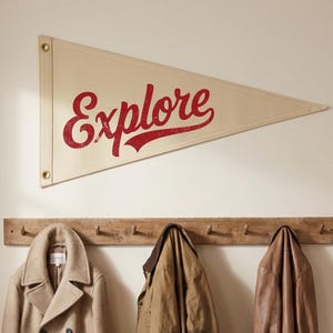 Explore Cotton Pennant Flag: Travel and Adventure Wall Decor