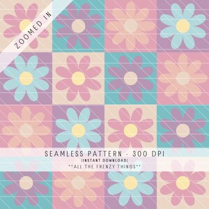 Daisy geruit naadloos patroon | 300 dpi | Directe download voor digitaal papier Vinyl stof oppervlakontwerp