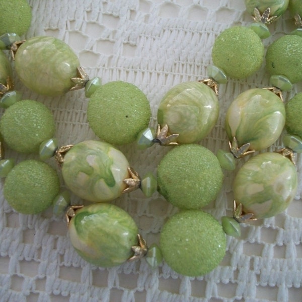 Vintage Lime Green Bead Necklace