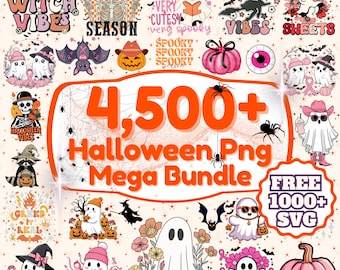 4500+ Halloween Mega PNG-Bundle | Horror & Gruselige Clipart | Gruselige Digitale Aufkleber | Sublimations-Design-Paket | Horror Png-Pack