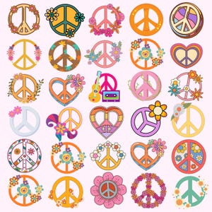 Retro Groovy Png Bundle, Groovy Clipart, Retro 70s Png, Hippie Flower Png, Vintage Sublimation Design, Instant Download image 4